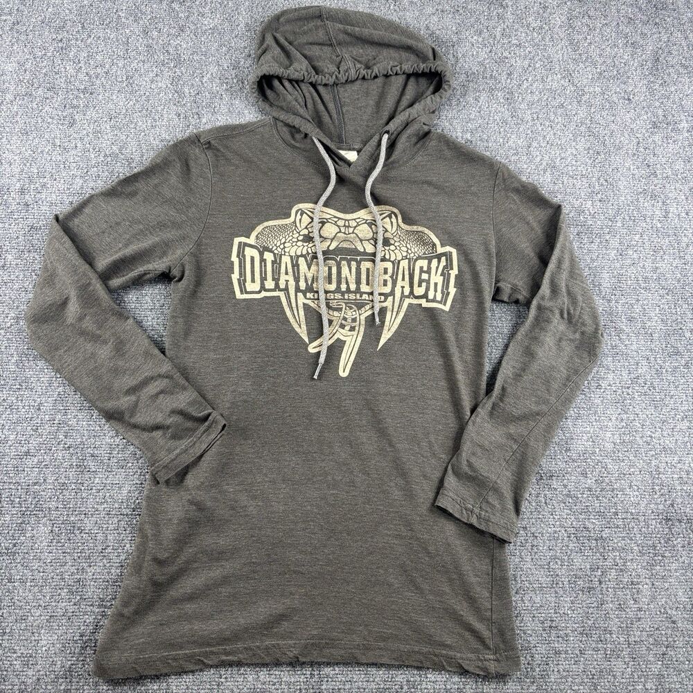 Kings Island Diamondback Hoodie Mens S US S Gray Roller Coaster Snake Tee